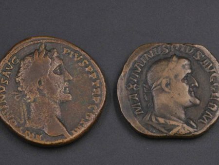 05 - 114.1_Roman Sestertius Coins x2 Antoninus Pius and Maximianus_95672