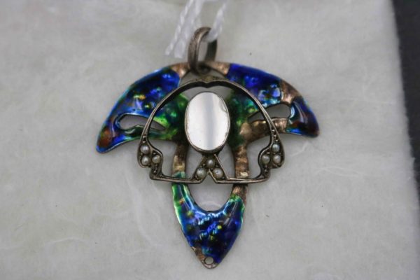 05 - 12.6_Pair of Art Nouveau silver Enamel pendant_97568