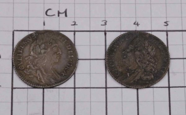 05 - 124.8_William III Sixpence 1696 Coin and George II Sixpence 1758_95682
