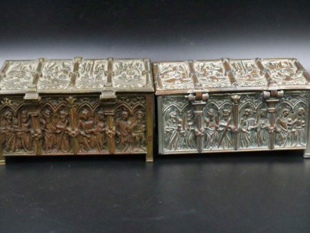 05 - 135.1_x2 Brass boxes with medieval style relief decoration_98373