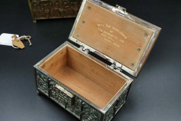 05 - 135.3_x2 Brass boxes with medieval style relief decoration_98373