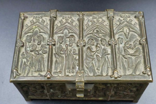 05 - 135.4_x2 Brass boxes with medieval style relief decoration_98373