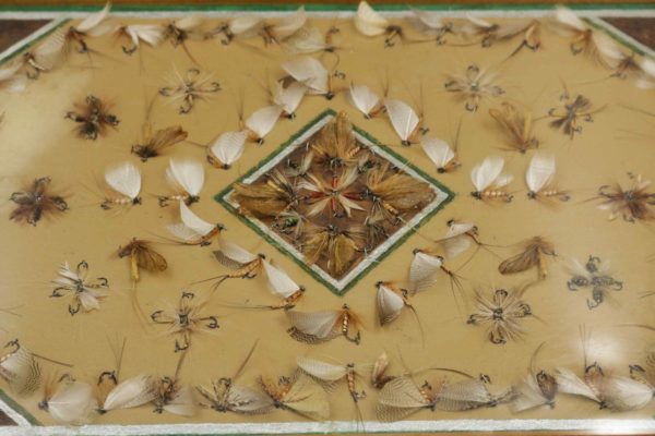 05 - 142.2_Hand made vintage tray made with fishing flys under glass_98380