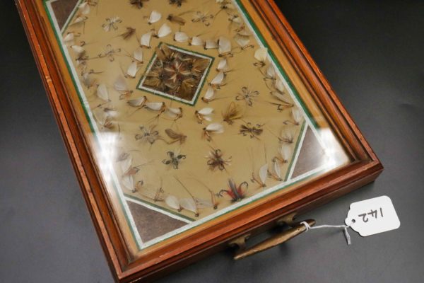 05 - 142.4_Hand made vintage tray made with fishing flys under glass_98380