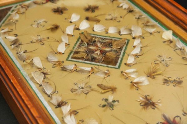 05 - 142.5_Hand made vintage tray made with fishing flys under glass_98380