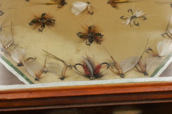 05 - 142.7_Hand made vintage tray made with fishing flys under glass_98380