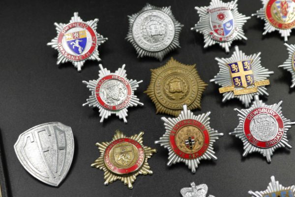 05 - 146.5_Collection of Fire brigade helmet badges_98384