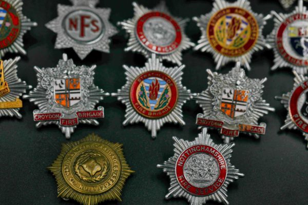 05 - 148.3_Original Collection of fire brigade helmet badges etc_98387