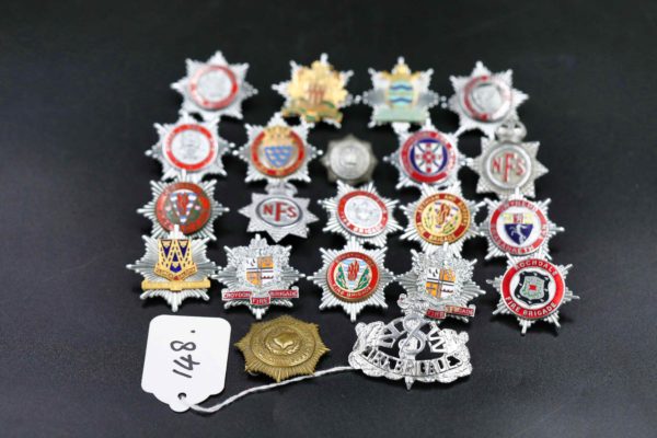 05 - 148.4_Original Collection of fire brigade helmet badges etc_98387