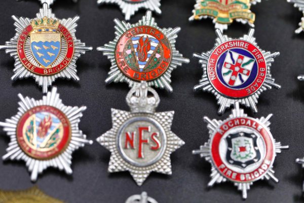 05 - 148.5_Original Collection of fire brigade helmet badges etc_98387