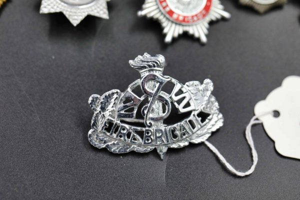 05 - 148.6_Original Collection of fire brigade helmet badges etc_98387