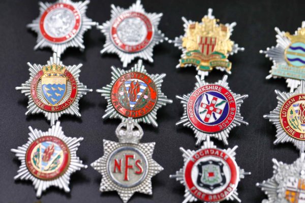 05 - 148.8_Original Collection of fire brigade helmet badges etc_98387