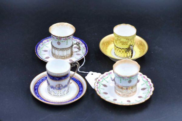 05 - 164.1_x3 Royal Worcester Victorian Staffordshire coffee cans and saucers_98403