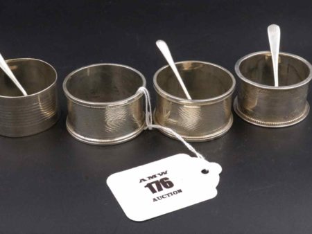 05 - 176.1_Four Silver Hallmarked Napkin Rings and 3 Spoons_95769
