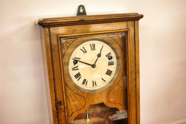 05 - 202.2_1920s Oak clocking in clock in lovely condition_98448