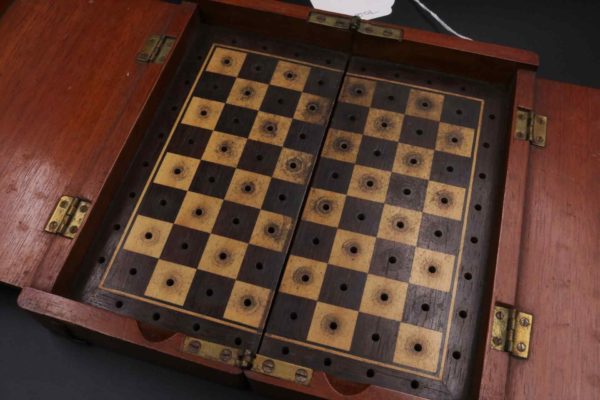 05 - 218.6_Whittington Bone and Wood Travel Chess Set_95811