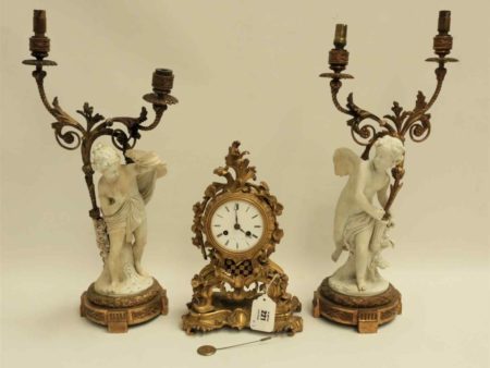 05 - 221.1_French Ormolu Mantle Clock and Pair of Candelabra Garnitures_95814