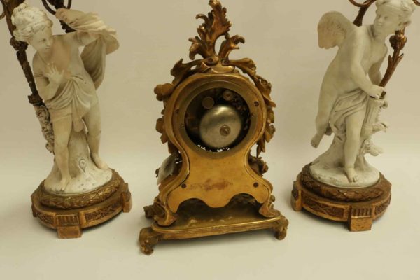 05 - 221.4_French Ormolu Mantle Clock and Pair of Candelabra Garnitures_95814