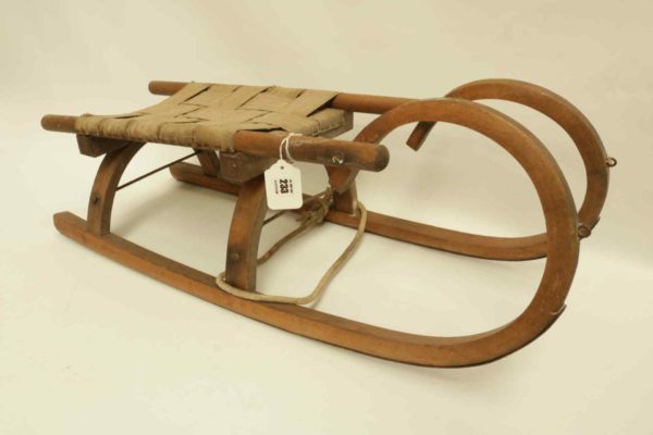 05 - 233.1_1950s European Childs Sledge with Canvas Seat_95826