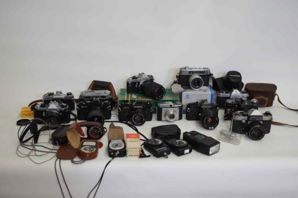 05 - 236.1_Large Box of Various Cameras with Lenses_98482