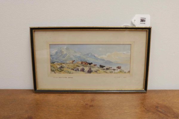 05 - 301.1_Framed Watercolour by William Delamotte Depicting Cattle_95997