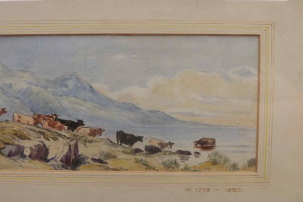 05 - 301.6_Framed Watercolour by William Delamotte Depicting Cattle_95997
