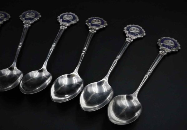 05 - 321.2_Set of 9 Silver Spoons Liverpool Rifle Club_96018