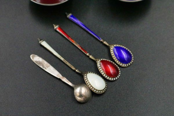05 - 34.4_Pair of Danish Silver enamel salts and others_97590