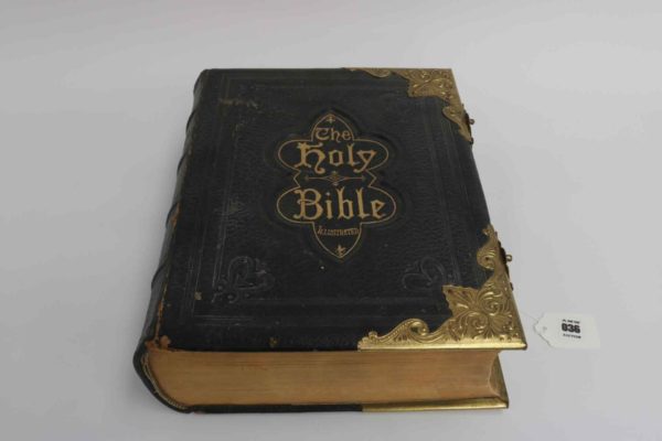 05 - 36.1_1890 Leather and Brass Bound Bible_95594