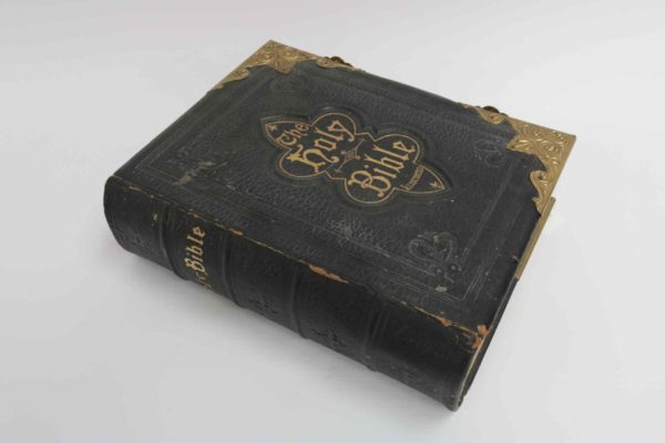 05 - 36.2_1890 Leather and Brass Bound Bible_95594