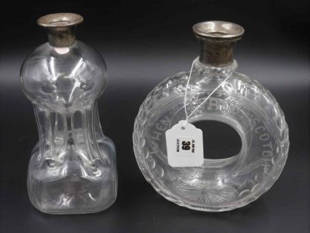05 - 39.1_Two Silver Hallmarked Topped Decanters Hukin and Heath_95597