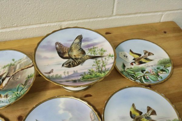 05 - 49.4_10 hand painted Victorian bird plates 3 cake stands_97605
