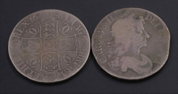 05 - 66.2_Charles II Crowns x 2 1676 Coins_95624