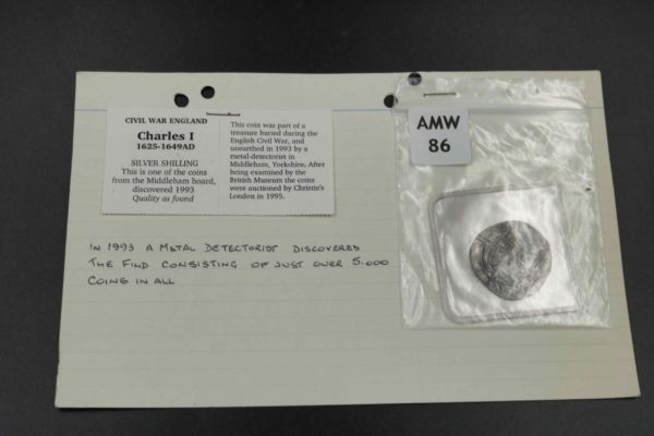 05 - 86.8_English Civil War Charles 1st Silver Shilling Coin_98326