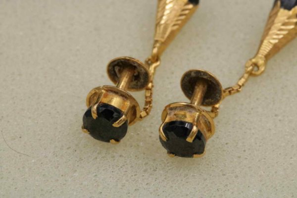 05 - 97.2_22CT Gold Earrings with Black Stones_95655